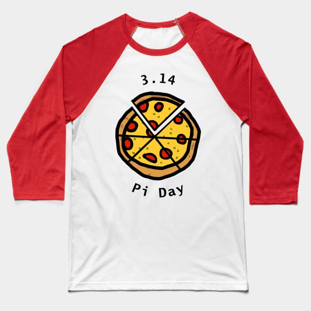 3.14 Pi Day with Pizza Pie Baseball T-Shirt by ellenhenryart